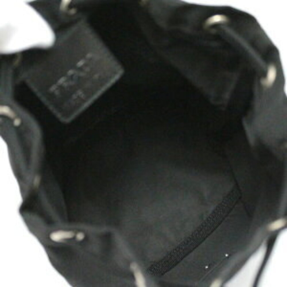 Prada Triangle Logo Drawstring Handbag Black Nylon - image 6
